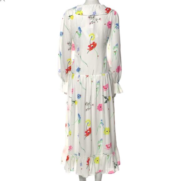 Olivia Rubin Lily White Chiffon Ruffle Floral Midi Dress 6 NWT $560 - Picture 9 of 12